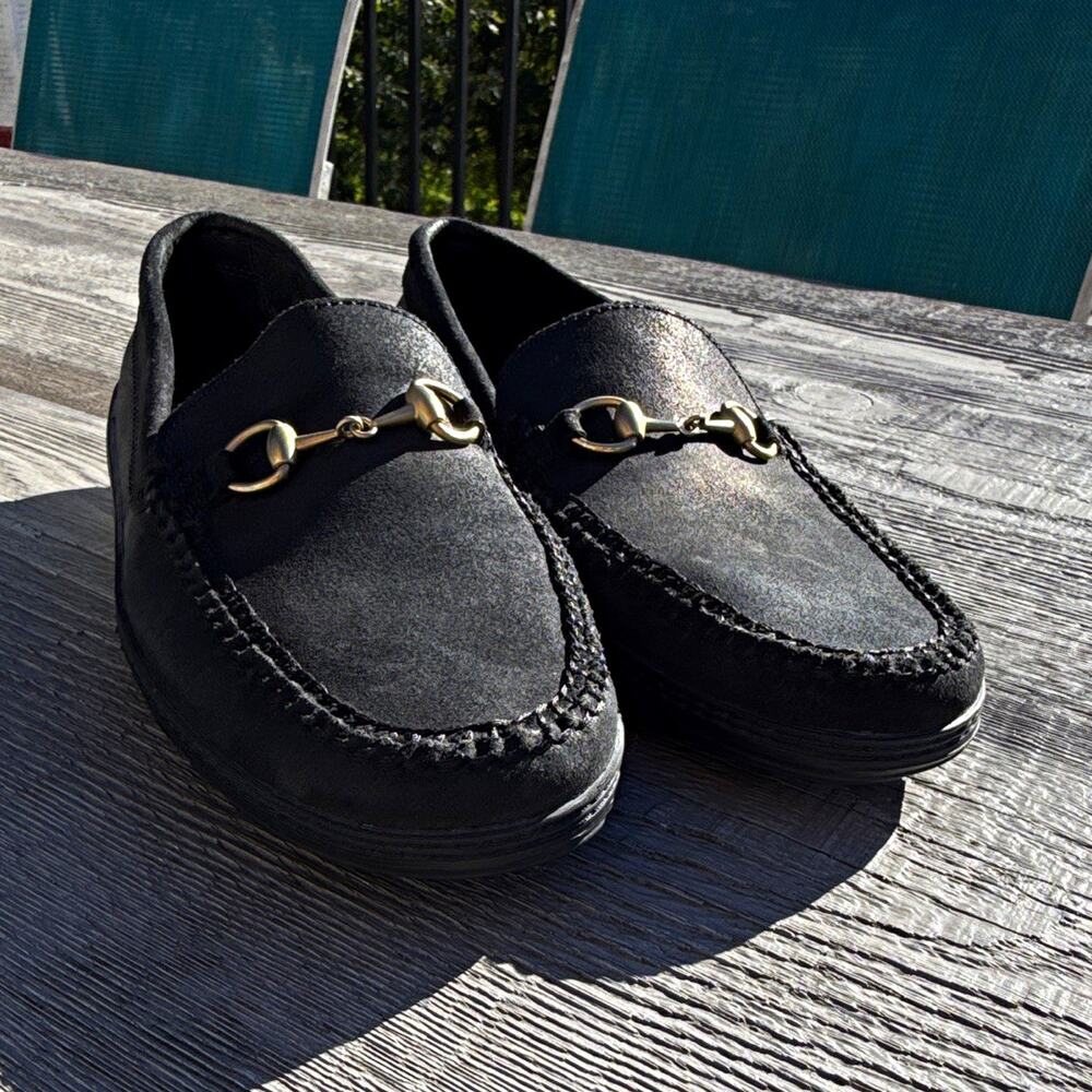 GUCCI BLACK SUEDE HORSEBIT LOAFER FLATS SLIP-ON WOMEN US 8.5 MPN 1000424 COA